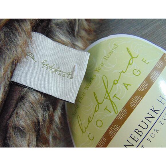 NEW Eskimo Brown Faux Fur & Fleece THROW 50x60 BLANKET Bedford Cottage Kennebunk - Picture 10 of 12